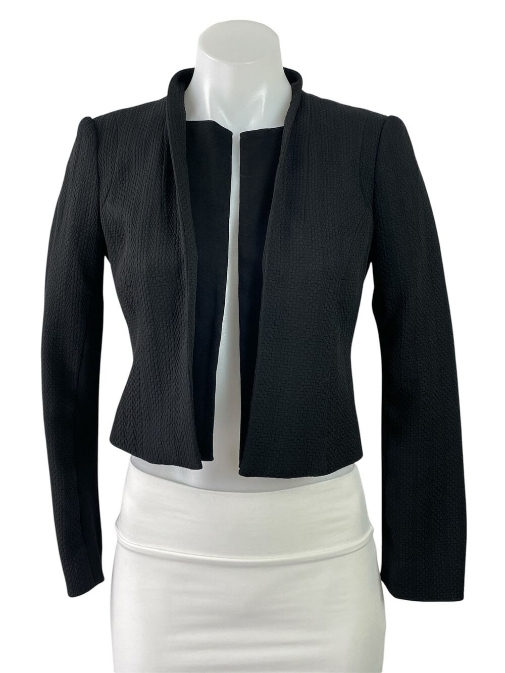 White House Black Market Open Front Long Sleeve Crop Blazer Coat Jacket Size 00